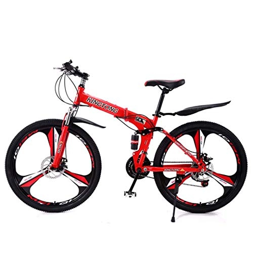 Falträder : XWLCR Mountainbike Falträder, 24-Gang-Doppelscheibenbremse Fully Anti-Rutsch, leichte Alurahmen, Federgabel, mehr Farben-24 Zoll / 26 Zoll, Red2, 26 inch