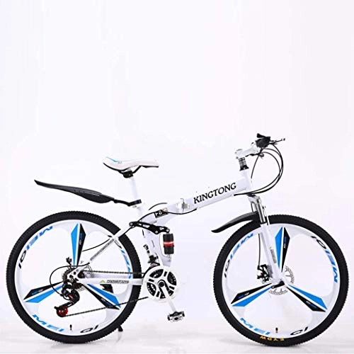Falträder : XWLCR Mountainbike Falträder, 24-Gang-Doppelscheibenbremse Fully Anti-Rutsch, leichte Alurahmen, Federgabel, mehr Farben-24 Zoll / 26 Zoll, White2, 24 inch