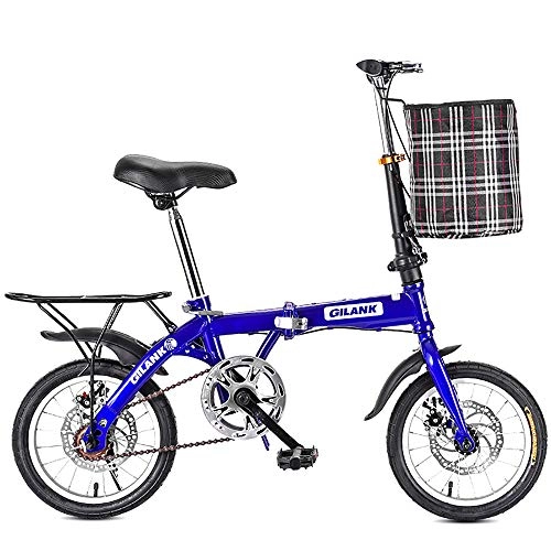 Falträder : Yajun Faltrad Single Speed Folding Bike ​​Mini Fahrrad Erwachsene Männer Frauen Ultraleichtes Aluminiumlegierung Tragbares Sport Klapprad, Blue, 14-inch