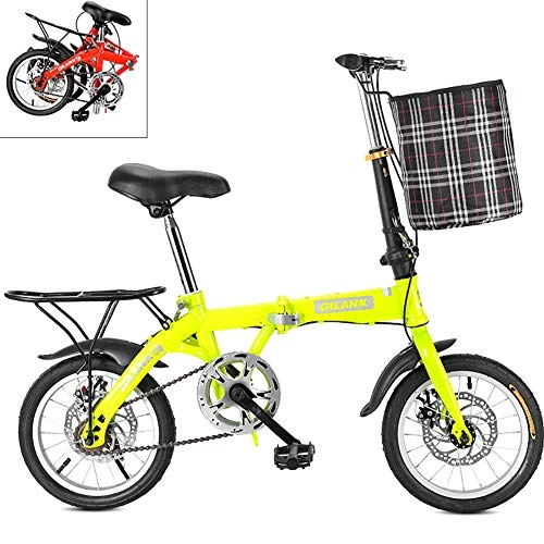 Falträder : Yajun Faltrad Single Speed Folding Bike ​​Mini Fahrrad Erwachsene Männer Frauen Ultraleichtes Aluminiumlegierung Tragbares Sport Klapprad, Yellow, 20-inch