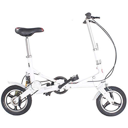 Falträder : YAMMY 12 Inch Folding Speed Bicycle - Student Folding Bike for Men and Women Folding Speed Bicycle Damping Bicycle, White, Shockabsorption(Exercise Bikes)