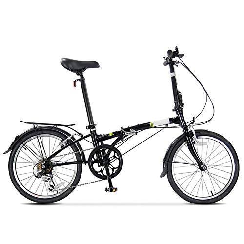 Falträder : YANGMAN-L 20" Faltrad, Stadt Faltreifen Mini Compact-Fahrrad Urban Commuter mit Rücken-Rack, Schwarz