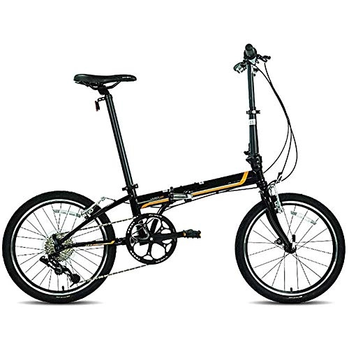 Falträder : YANGMAN-L 20-Zoll-29 lbs Leichtgewichtler Faltrad, 8 Speed ​​City Folding Mini Compact Fahrrad Urban Commuter, Schwarz
