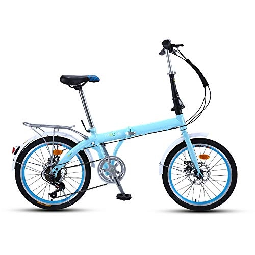 Falträder : YANGMAN-L Faltrad, 20" Erwachsene Männer Frauen 7 Geschwindigkeit leichte, tragbare Bikes High-Carbon Stahlrahmen Faltbare Fahrrad mit Rück Carry-Rack, Blau
