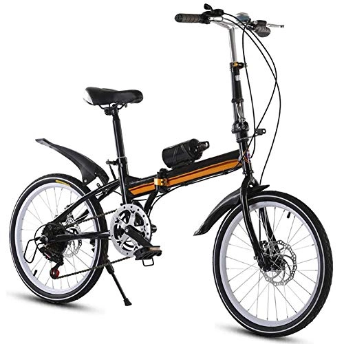 Falträder : YEDENGPAO Faltbare Bike Aluminium 16 Zoll Fahrrad Fr Erwachsene 6 Geschwindigkeit E-Bike, 21 Speed-Stahlrahmen Doppelaufhebung Faltrad, Schwarz