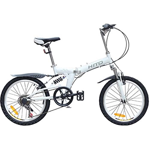 Falträder : YHNMK Faltrad 20-Zoll-Faltrad, klappräder für Erwachsene 6 Gang Stoßdämpfung, Rahmen Aus Kohlenstoffstahl, Cityräder für Damen Herren