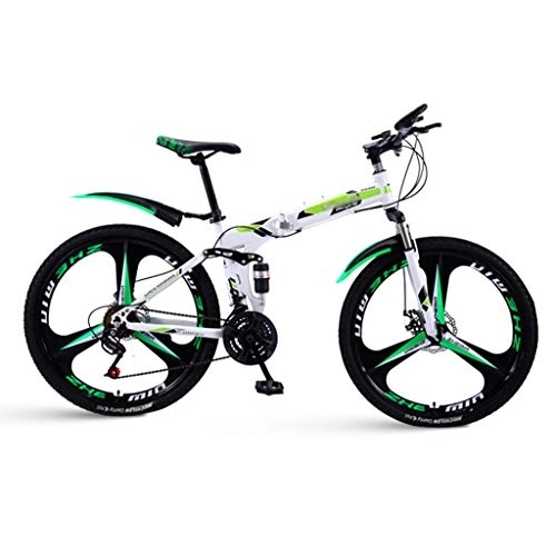 Falträder : YICOL Mountainbike, zusammenklappbar, 24 Zoll, Fahrrad mit variabler Geschwindigkeit, mit doppelter Scheibenbremse (21 Gänge / 24 Gänge)