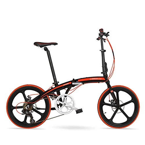 Falträder : Yqihy Faltrad für Männer Frauen 20 Zoll Aluminium 7-Gang Shimano Zahnräder Scheibenbremse mit Thunderbolt, Red