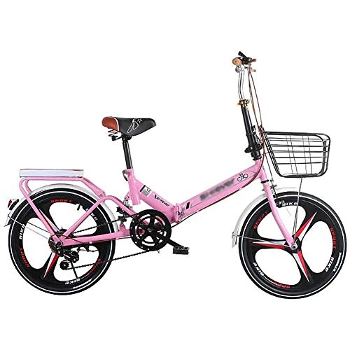 Falträder : Yqihy Faltrad für Männer Frauen Aluminium 6-Gang Shimano Gears Scheibenbremse mit Thunderbolt, Pink