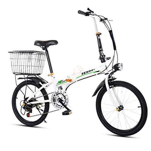 Falträder : YRXWAN 20 Zoll faltbares ultraleichtes Freizeit-Faltrad, Mountain Faltrad City Bike System komplett montierte Fahrräder Für alle Mann Frau Kind, Weiß