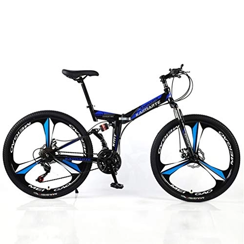 Falträder : YUKM DREI-Speichen-Räder sind für Erwachsene Männer und Frauen in fünf Farben, DREI-Gang-Umwandlung Mountainbikes, Faltbare bewegliche Off-Road Bikes, Blau, 26 inch 21 Speed