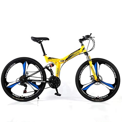 Falträder : YUKM DREI-Speichen-Räder sind für Erwachsene Männer und Frauen in fünf Farben, DREI-Gang-Umwandlung Mountainbikes, Faltbare bewegliche Off-Road Bikes, Gelb, 26 inch 21 Speed