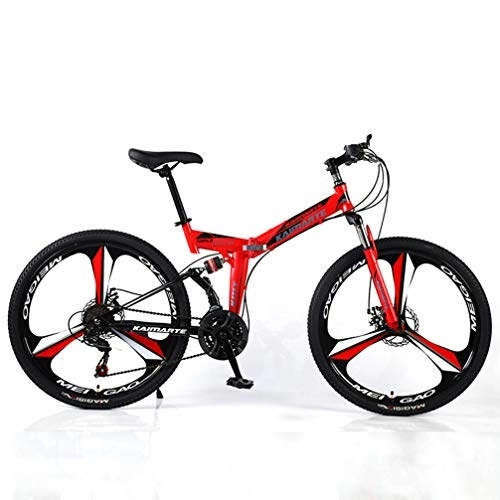 Falträder : YUKM DREI-Speichen-Räder sind für Erwachsene Männer und Frauen in fünf Farben, DREI-Gang-Umwandlung Mountainbikes, Faltbare bewegliche Off-Road Bikes, Rot, 26 inch 24 Speed