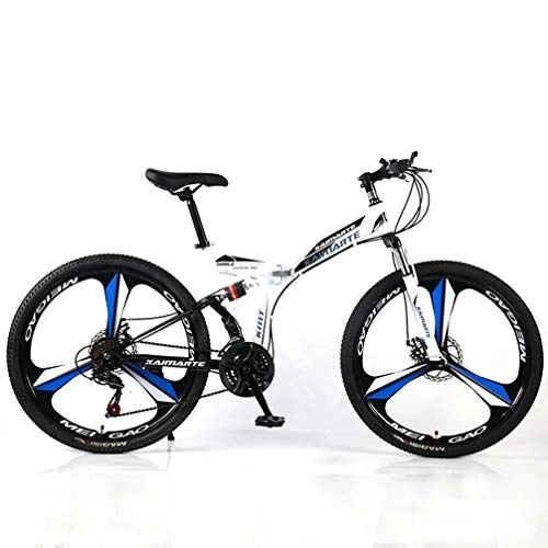 Falträder : YUKM DREI-Speichen-Räder sind für Erwachsene Männer und Frauen in fünf Farben, DREI-Gang-Umwandlung Mountainbikes, Faltbare bewegliche Off-Road Bikes, Weiß, 26 inch 21 Speed