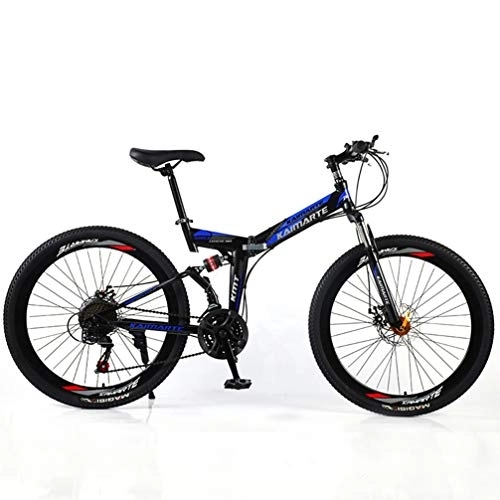 Falträder : YUKM Speichen-Rad 3-Speed ​​Conversion Mountainbike, Faltbare bewegliches Off-Road-Fahrrad, fünf Farben, Geeignet für Männer und Frauen, Blau, 26 inch 21 Speed