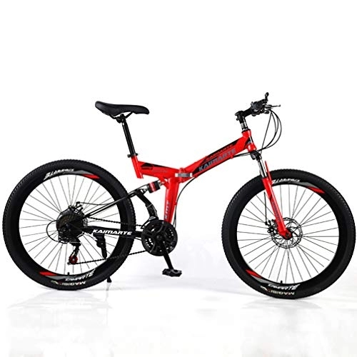 Falträder : YUKM Speichen-Rad 3-Speed ​​Conversion Mountainbike, Faltbare bewegliches Off-Road-Fahrrad, fünf Farben, Geeignet für Männer und Frauen, Rot, 26 inch 24 Speed