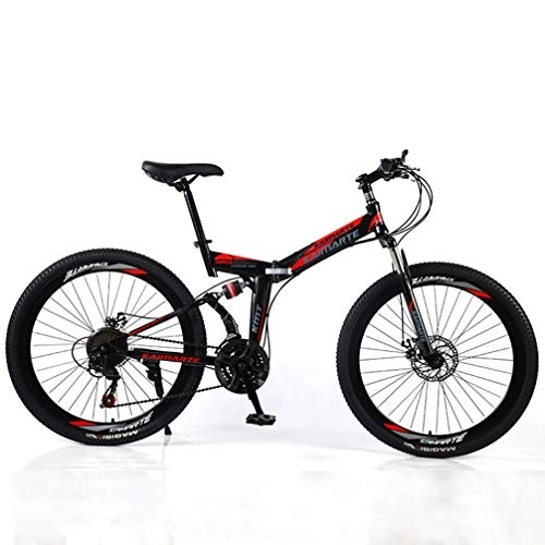 Falträder : YUKM Speichen-Rad 3-Speed ​​Conversion Mountainbike, Faltbare bewegliches Off-Road-Fahrrad, fünf Farben, Geeignet für Männer und Frauen, Schwarz, 26 inch 21 Speed