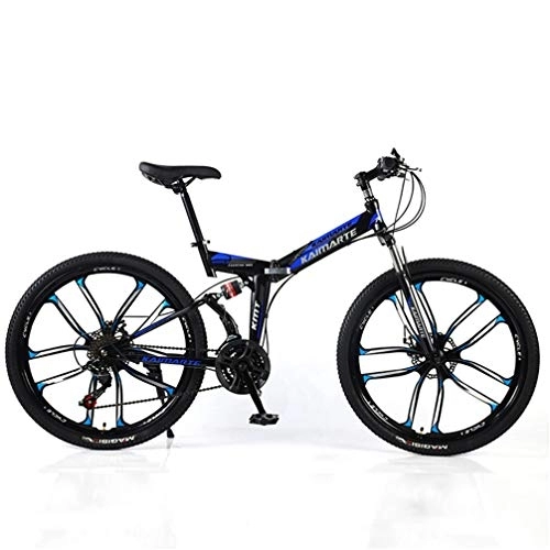 Falträder : YUKM Zehn-Speichen-Rad DREI-Gang-Umwandlung Mountainbike, Faltbare beweglichen Cross-Country Bike, fünf Farben, geeignet für Männer und Frauen, Blau, 26 inch 21 Speed