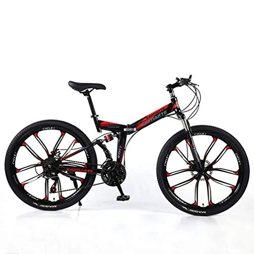 Falträder : YUKM Zehn-Speichen-Rad DREI-Gang-Umwandlung Mountainbike, Faltbare beweglichen Cross-Country Bike, fünf Farben, geeignet für Männer und Frauen, Schwarz, 26 inch 24 Speed