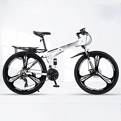 Falträder : YXGLL 26-Zoll-Klapp-Mountainbike mit Variabler Geschwindigkeit, Doppelscheibenbremse, Stoßdämpfung, Einrad-Rennrad (White 24 Speed)