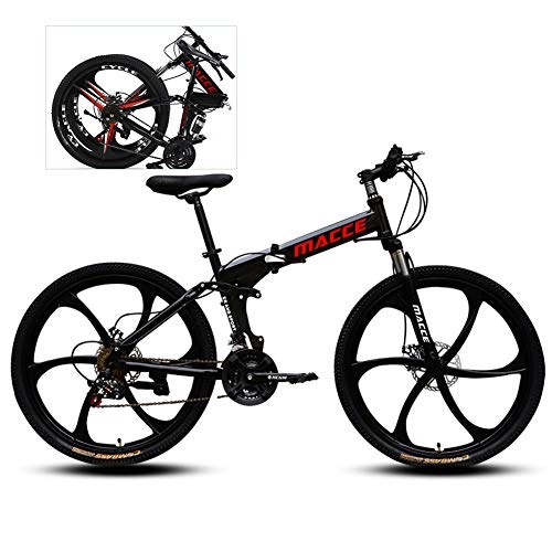 Falträder : YXYBABA Mountainbike für Herren und Damen, 66 cm (26 Zoll), variable Geschwindigkeit, Doppel-Stoßdämpfung, 21 speed six cutter wheel