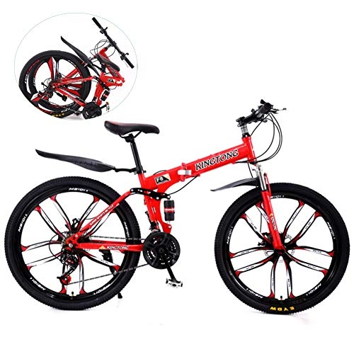 Falträder : YXYBABA Zusammenklappbares Mountainbike-Fahrrad, 27 Gänge, stoßdämpfende Doppelscheibenbremsen für Studenten, 27 speed ten cutter wheel
