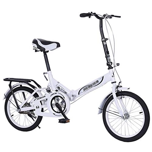 Falträder : YYSD Faltrad für Erwachsene Männer und Frauen, Leichter Aluminium Legierung Rahmen Klapprad, Single Speed ​​Compact Bike, Stoßdämpfung, Weicher Sattel, 16 Zoll