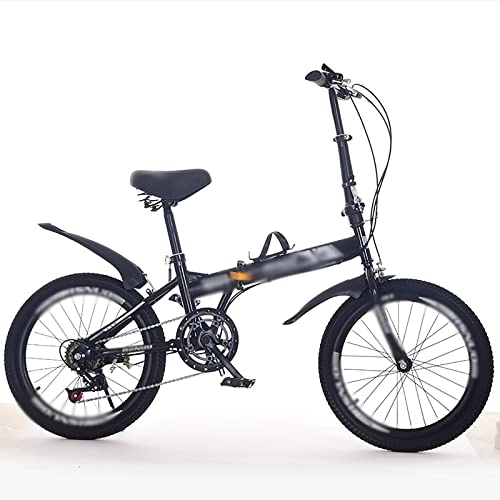 Falträder : YZDKJDZ Faltrad für Erwachsene, ultraleichtes tragbares 6-Gang-Faltrad Fahrräder faltendes Stadtrad, Schwarz_20 Zoll