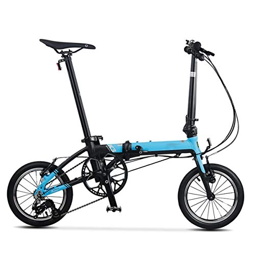 Falträder : ZDZXCMW Faltrad Unisex Folding Stadt-Fahrrad Fully Faltbare Rahmen Aluminiumlegierung Ultra Light Tragbarer Erwachsene Erwachsene, Blue