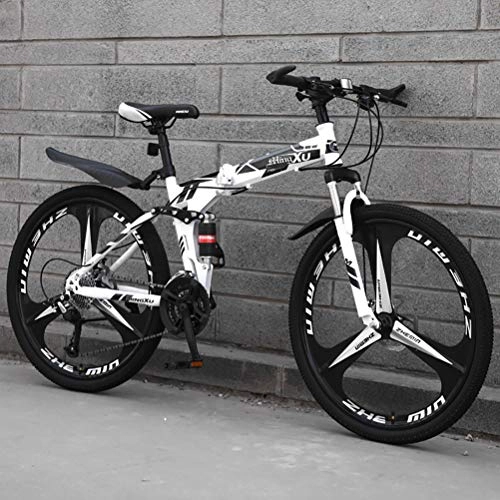 Falträder : ZEIYUQI 26" 24-Gang Mountainbike Für Erwachsene Doppelscheibenbremse Fahrräder, High Carbon Stahl Hard Tail Rahmen Weiß 3 Spoke, Schwarz, 21 * 24"*3