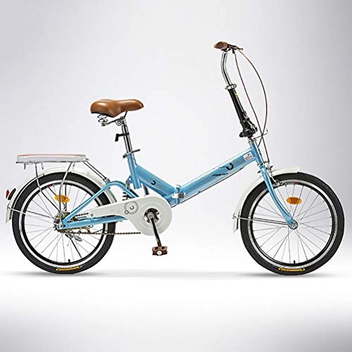 Falträder : ZEIYUQI Fahrrad Für Frauen 20 Zoll Faltbarer Damen Fahrräder Variable Speed ​​Rennrad Geeignet Für Outdoor-Reiten, Blau, Single Speed B