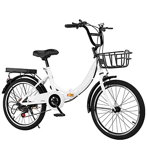 Falträder : ZEMENG Klapprad, tragbares Fahrrad geeignet für öffentliche Verkehrsmittel, Hochgeschwindigkeitsschiene und U-Bahn, Ultra-leichte Fahrräder für Männer und Frauen Erwachsene, Weiß, 22