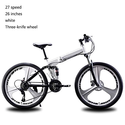 Falträder : ZGZXCBX Fahrradklapp Dicke Dreieck Rahmen Klappaluminiumlegierung mechanische Schweißzentrum Stoßdämpfer für Ausflug Schnalle, White