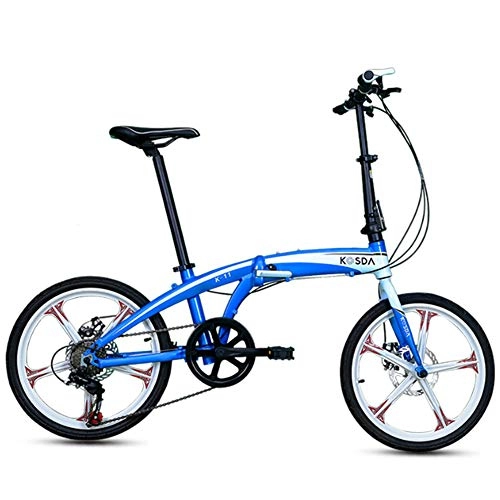 Falträder : ZGZXCBX Klapprad Aluminiumlegierung mechanischen Scheibenbremse Alugriff Kettenrads 7 Gang Kettensonderaluminiumlegierung für die Reise, Blue
