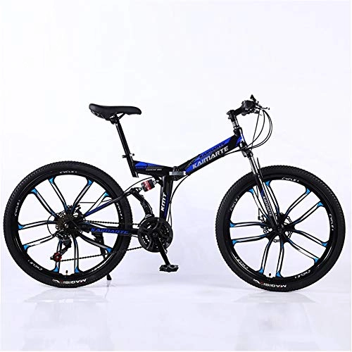 Falträder : ZHTX Rennrder Rennrad Klapprad Mountainbike 26 Zoll Stahl 21 / 24 / 27 / 30 Geschwindigkeit Fahrrder Dual-Scheibenbremsen (Color : Blue, Size : Ten Cutter Wheels)