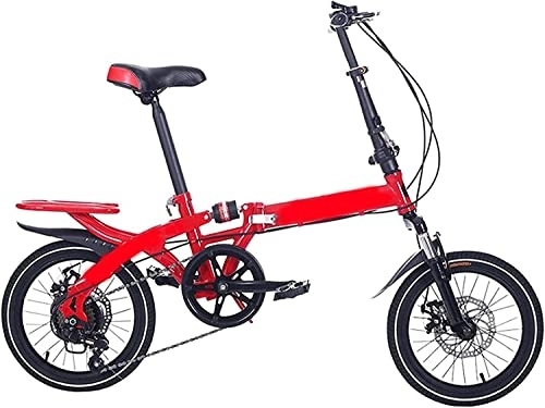 Falträder : ZLYJ 14 / 16-Zoll Faltrad, Variable Geschwindigkeit, Tragbare Doppelscheibenbremse, Leichtes Faltrad, 6-Gang Faltrad Für Erwachsene Studentenkinder C, 14inch