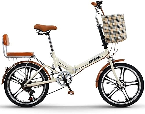 Falträder : ZLYJ 20-Zoll-Faltrad Citybike, Ultraleichtes tragbares Faltrad, Retro-Stil Citybikes Faltbares Trekkingrad Leichtes Fahrrad für Ausflüge im Freien Brown