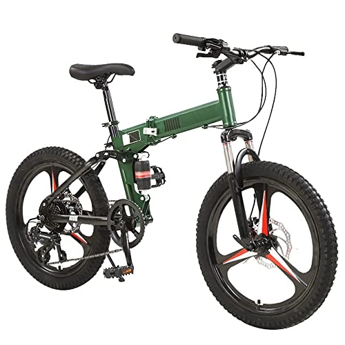 Falträder : ZOUJIANGTAO Mountainbike Ergonomisches Design Grün 20"bicycl, Stoßdämpfung, Faltbarer, Tragbarer Und Platzsparender, Komfortabler Und Atmungsaktiver, Dedizierter Sattel