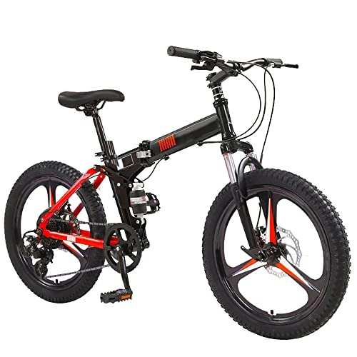 Falträder : ZOUJIANGTAO Rotes 20"bicycl Mountainbike Ergonomisches Design, Stoßdämpfung, Faltbarer, Tragbarer Und Platzsparender, Komfortabler Und Atmungsaktiver, Dedizierter Sattel