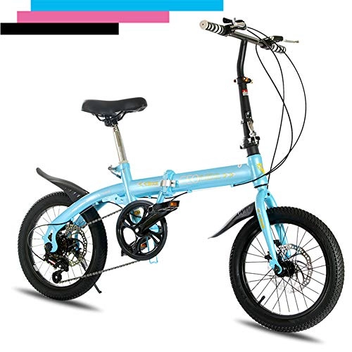 Falträder : ZQNHXY Kleine tragbare Kinder Schüler Fahrrad Männer und Frauen, 16" Leichtmetall-Folding-Stadt-Fahrrad-Stoßdämpfer, Blau