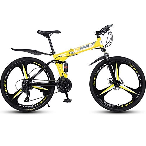 Falträder : ZRZJBX Dual Disc Bremsen Der Bike Mountainbike Geschwindigkeit Hinten Mechanische Scheiben Bremse, Damen Fahrrad, 26”Yellow-27speed
