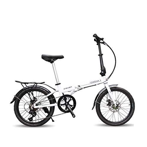 Falträder : ZTGLZXC Aluminiumlegierung 20-Zoll-Klapprad Mini Verschiebung Fahrradlicht im Freien Mountainbike, White