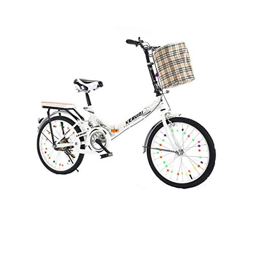 Falträder : ZTGLZXC Klapprad 20 Zoll stoabsorbierenden Bicycle freie Installationskomfort Lichtverschiebung und schwere Last tragenden Fahrrad, White