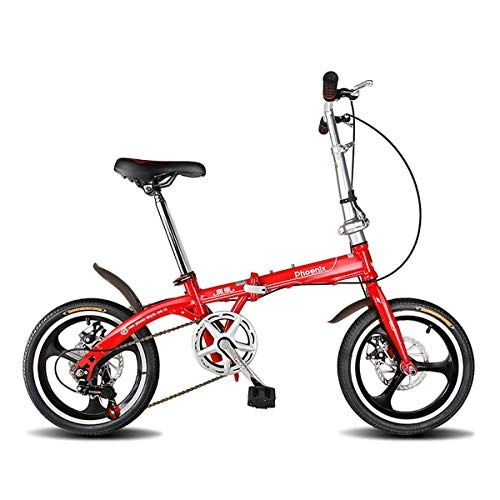 Falträder : ZTGLZXC Klapprad 20 Zoll Ultra Light stoabsorbierenden Rennrad Mini Doppelscheibenbremsen Geschwindigkeit Fahrrad Fahrrad, Red