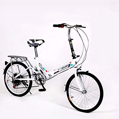 Falträder : Zwy Faltbares Fahrrad für Damen und Erwachsene, 50, 8 cm (20 Zoll), 6-Gang-Klapprad, für Erwachsene, Studenten, Auto, leichter Aluminiumrahmen, Stoßdämpfung, E 110 x 160 cm (43 x 63 Zoll)