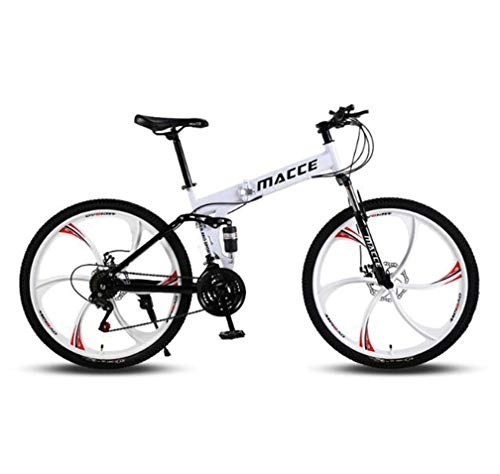 Falträder : ZXCY 27 Speed Mountainbike Faltbares Klappräder Mit Doppel Scheibenbremsen Und 26-Zoll-Weels-Rennrad Für Erwachsene Tragbare Fahrräder Aus Kohlenstoffhaltigem Stahl, Weiß