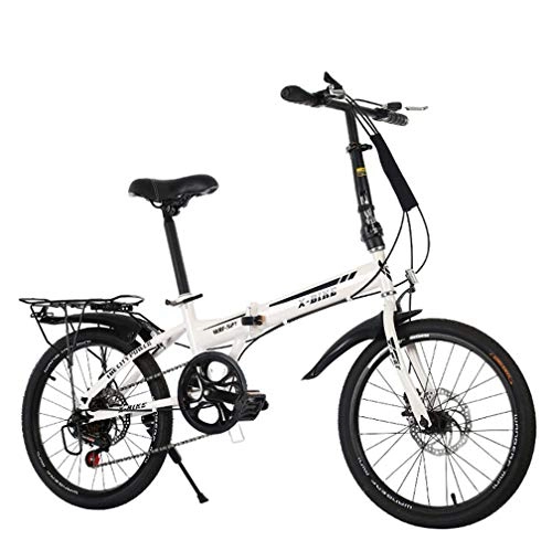 Falträder : ZXCY Erwachsene 20-Zoll-Folding Geschwindigkeit Fahrrad-Beweglicher Faltrad Für Frauen Kursteilnehmer Mit Stoßdämpfer Damen Variable Speed ​​Bike, Weiß