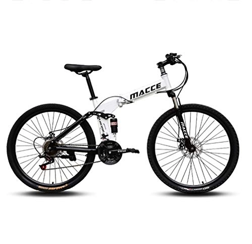 Falträder : ZXCY High Carbon Steel Bikes 21-Fach Faltbares Fahrrad-Mountainbike Klappräder Ideal Für Die Schule Und Zum Arbeiten Mit Doppelscheibenbremsen Für Erwachsene Rennrad, Weiß, 24 INCH