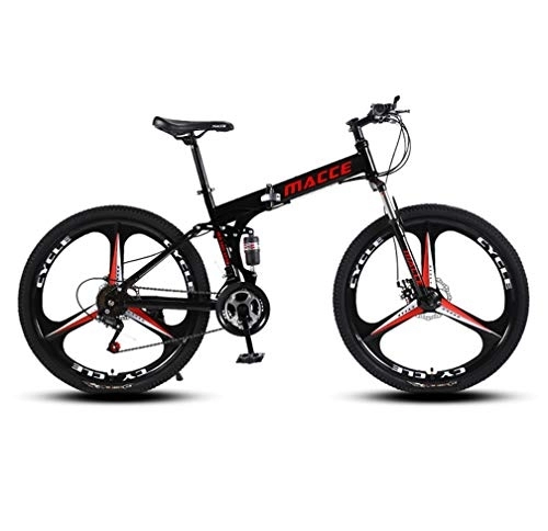Falträder : ZXCY Mountain Trail Bike Tragbares Faltbares Fahrrad Klappräder Für Erwachsene Mit 24 Geschwindigkeiten, Doppelscheibenbremsen Und 24-Zoll-Rennrädern Mit Hohem Kohlenstoffstahl, Schwarz