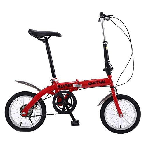 Falträder : ZXQZ Faltrad, 14 '' City Rennräder, Vorderes Hinteres V-Bremsrad für Männer Frauen (Color : Red)